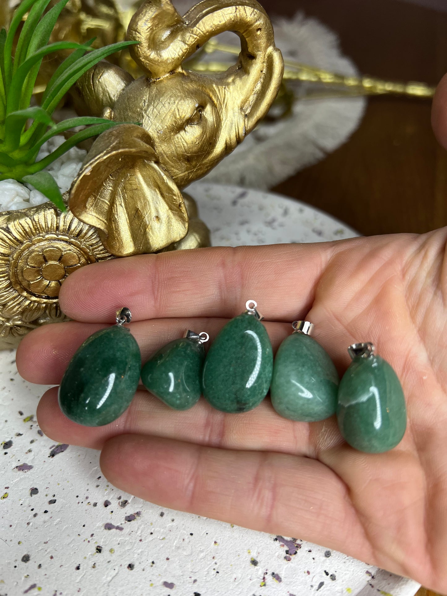 Pendentif pierre roulée Aventurine Verte 15-30mm