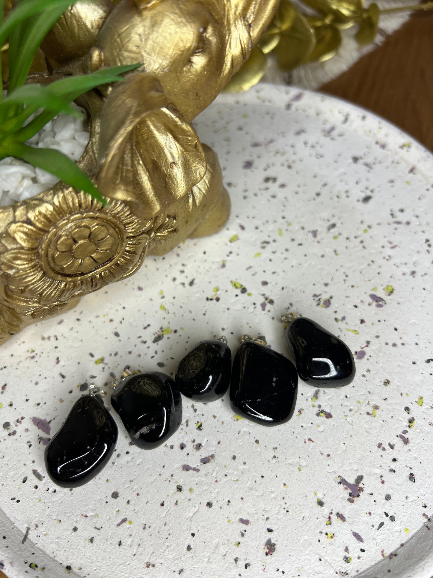 Pendentif pierre roulée Tourmaline Noire