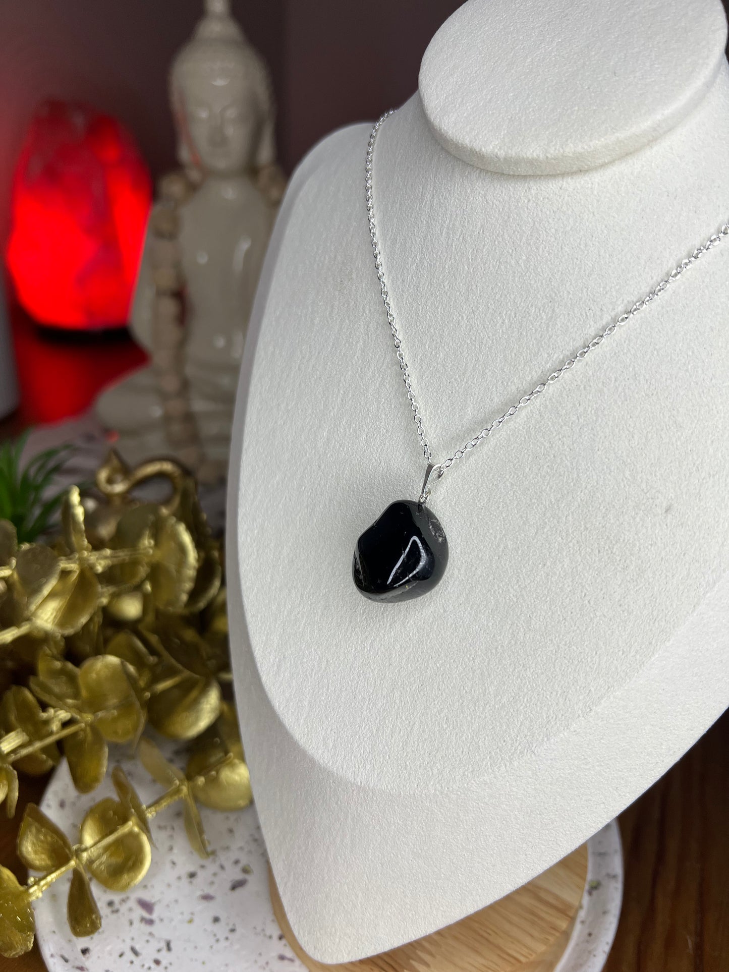 Pendentif pierre roulée Tourmaline Noire